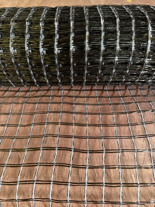 Basaltfibernet 30/30 kN/m, polymerbelægning, 25×25 mm, bredde 1 m, rulle 50 m²
